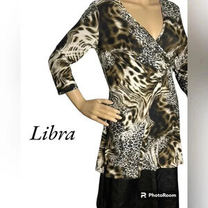 Faux wrap leopard print blouse,ruching ,Surplice ,Y2K, animal print,Canada made